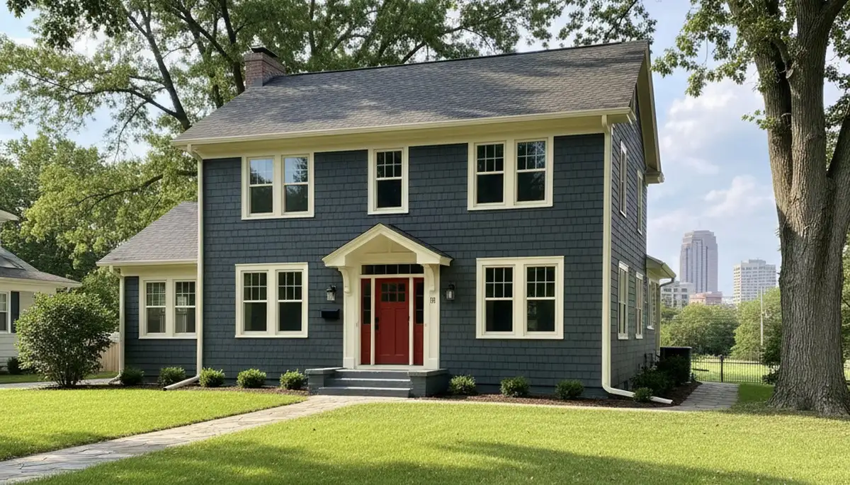 Finished exterior house painting in Omaha, NE with smooth, weather-resistant finishes for lasting curb appeal
