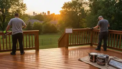 Professional deck staining in Omaha NE enhancing wood color and protecting outdoor decks from weather damage