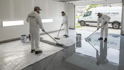 Professional epoxy garage floor coating in Omaha, NE providing durable, moisture-resistant finish