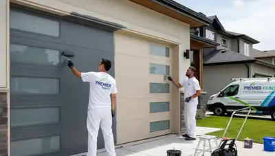 Professional garage door painting by expert house painters in Omaha, NE for lasting curb appeal