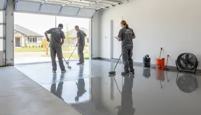 Professional epoxy garage floor coating in Omaha, NE with durable, moisture-resistant finish