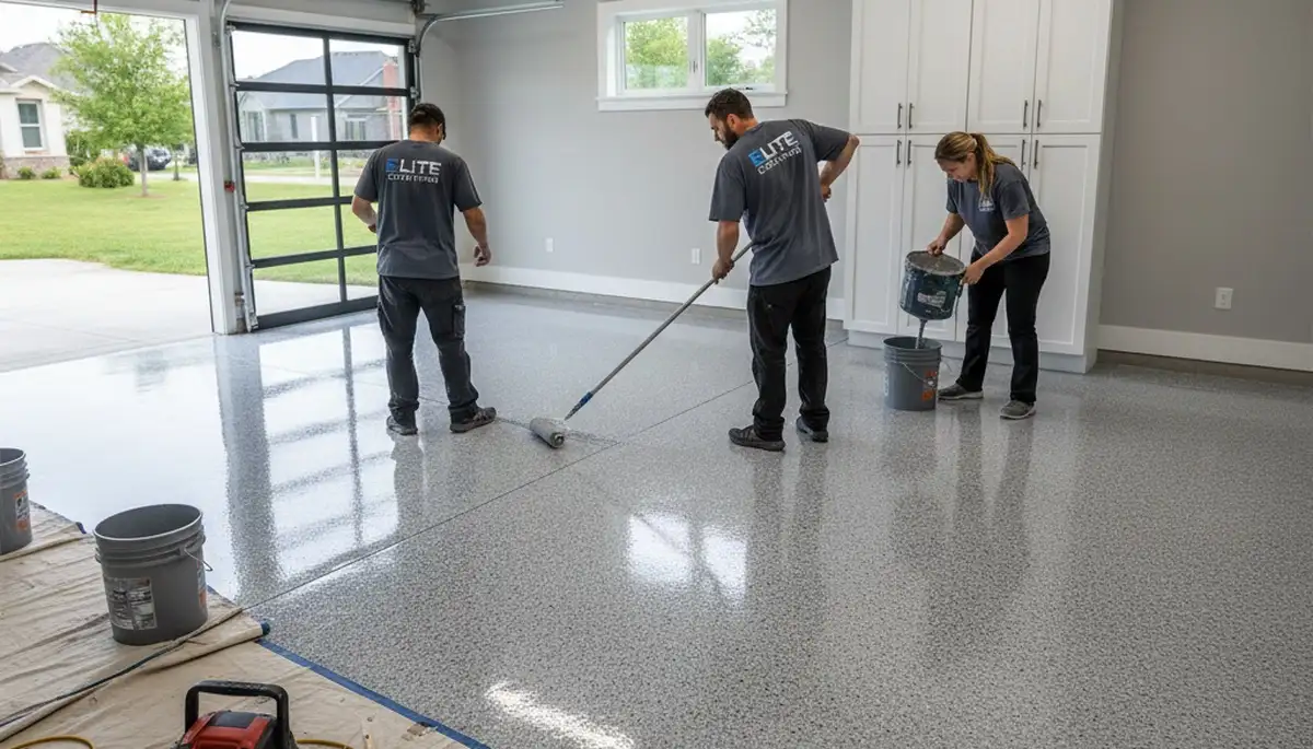 Professional epoxy garage floor coating in Omaha, NE for durable, moisture-resistant finish