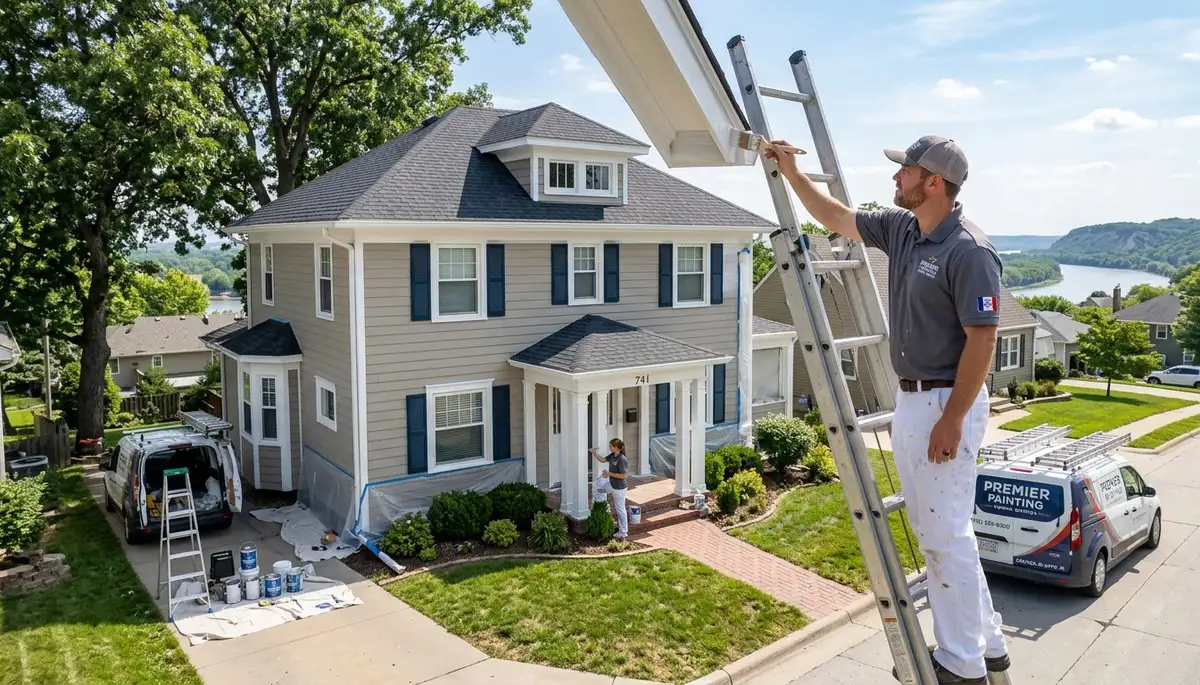 Professional house painters improving home exterior in Omaha NE