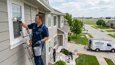 Professional house painters improving home exterior in Omaha NE