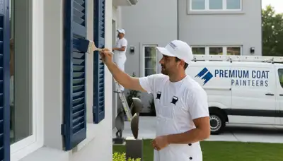 Professional shutter painting and refinishing on a home exterior in Omaha, NE
