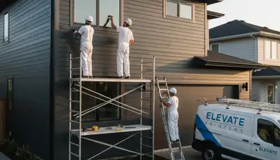 Professional siding painting on Omaha NE home by expert exterior house painters